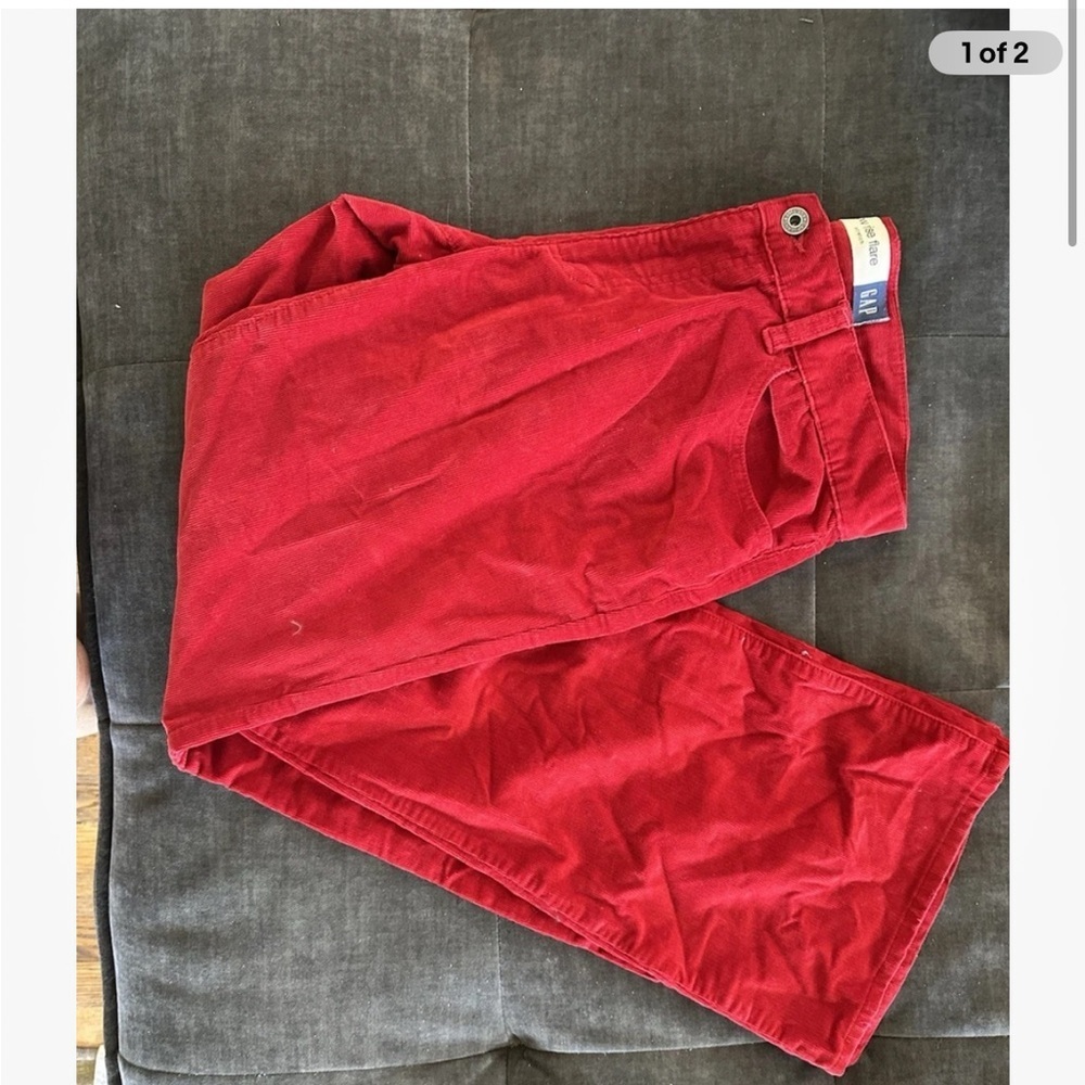 GAP Women's Vibrant Red Corduroy low rise flare Pants